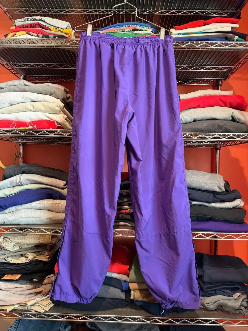 Nike Vintage Windbreaker Track Pants Size Large Purple Nylon embroidered